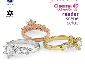 Konfiguracja sceny renderowania biżuterii dla pakietu Cinema 4D Octane Render Pack2 Model 3D