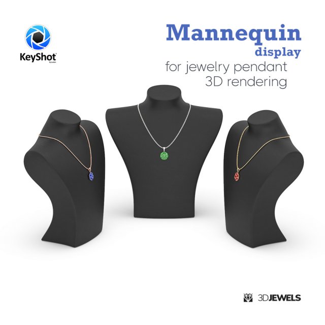 Mannequin Display With 2 Chains For Jewelry Pendant KeyShot 3D Rendering Modelo 3D .c4d .max .obj .3ds .fbx .stl .blend 