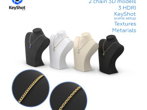 Mannequin Display With 2 Chains For Jewelry Pendant KeyShot 3D Rendering Modelo 3D