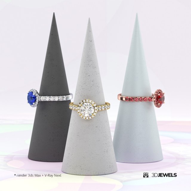 Jewelry Ring Concrete Cone Holder 3D Модель .c4d .max .obj .3ds .fbx .stl .blend 