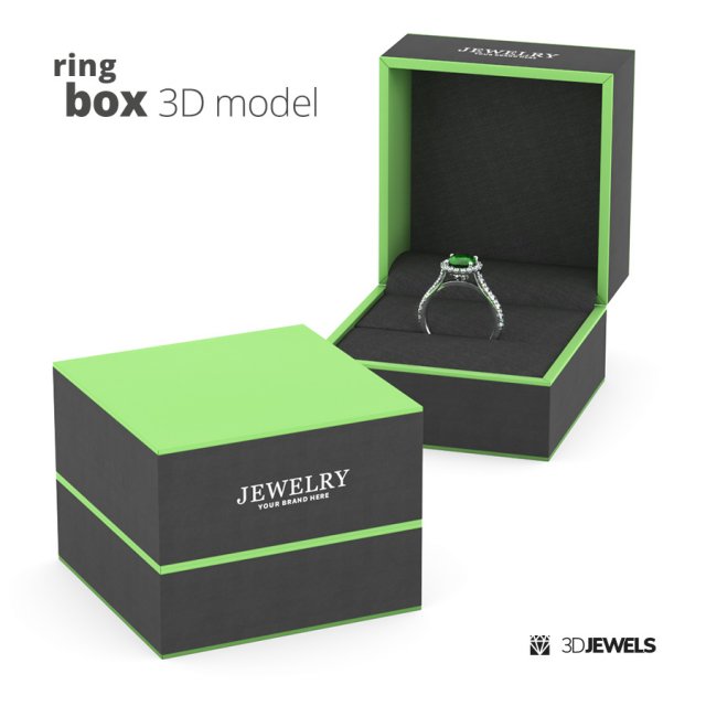 Jewelry Ring Gift Box for Visualization 3D 模型 .c4d .max .obj .3ds .fbx .stl .blend 