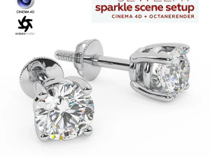 Konfiguracja sceny Sparkle do renderowania biżuterii w programach Cinema 4D i OctaneRender Model 3D