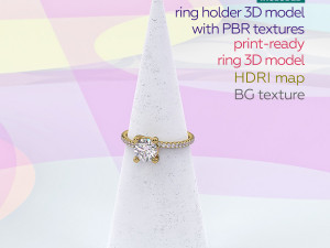 Jewelry Ring Holder With KeyShot Render Scene Setup Model 3D
