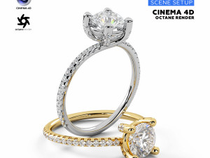 Cinema 4D with OctaneRender Scene Setups For Jewelry 3D Rendering 3D 모델