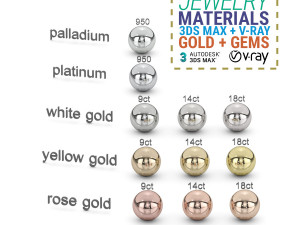 Jewelry Material Library For 3ds Max with V-Ray Rendering 3D Model