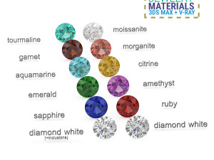 Jewelry Material Library For 3ds Max with V-Ray Rendering Modèle 3D