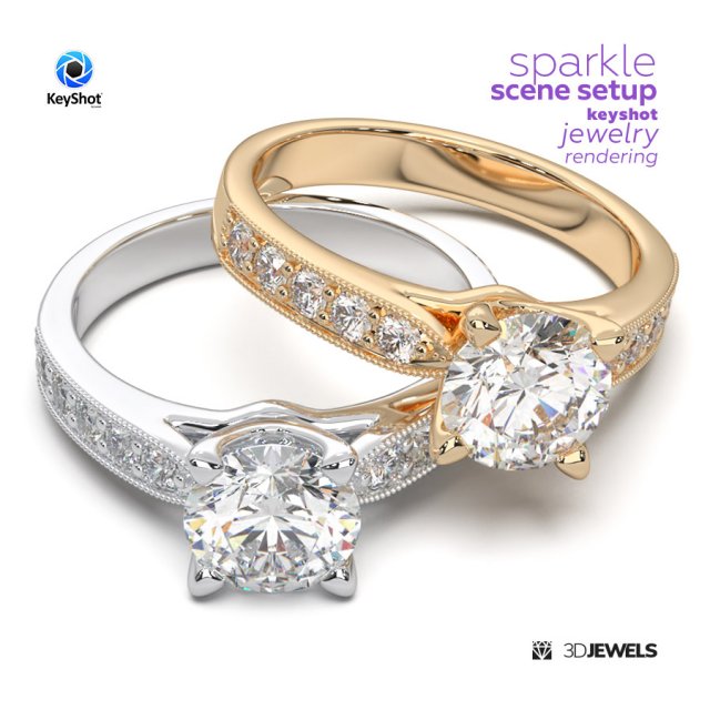 Sparkle Scene Setup For KeyShot Jewelry Rendering 3D Model .c4d .max .obj .3ds .fbx .stl .blend 