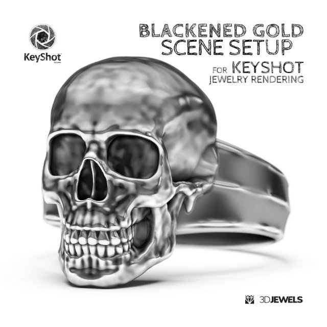 Blackened Gold Scene Setup KeyShot Jewelry Rendering 3D Model .c4d .max .obj .3ds .fbx .stl .blend 