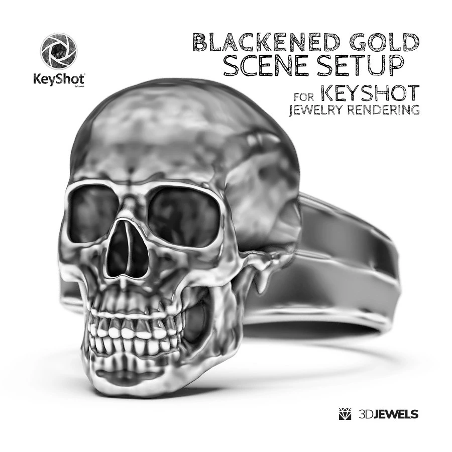 Blackened Gold Scene Setup KeyShot Jewelry Rendering 3D Model .c4d .max .obj .3ds .fbx .stl .blend 