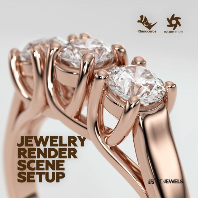 Rhinoceros OctaneRender Jewelry Realistic Render Scene Setup Modelo 3D .c4d .max .obj .3ds .fbx .stl .blend 
