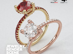Rhinoceros OctaneRender Jewelry Realistic Render Scene Setup Modelo 3D