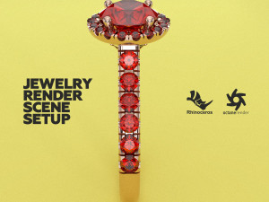 Rhinoceros OctaneRender Jewelry Realistic Render Scene Setup Modelo 3D
