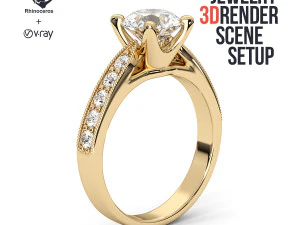 Konfiguracja sceny renderowania biżuterii 3D dla Rhino za pomocą V-Ray 5 Model 3D