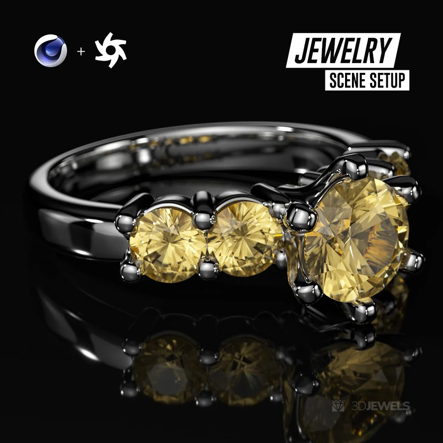 Black Scene Setup for Jewelry Rendering in Cinema 4D and Octane Render 3D Model .c4d .max .obj .3ds .fbx .stl .blend 