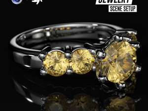 Black Scene Setup for Jewelry Rendering in Cinema 4D and Octane Render 3D Model