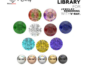 Biblioteka materiał&oacute;w jubilerskich dla nosorożc&oacute;w z renderowaniem V-Ray 5 Model 3D