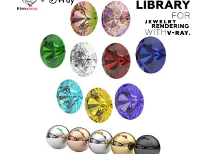 Jewelry Material Library for Rhinoceros with V-Ray 5 Rendering 3D Model