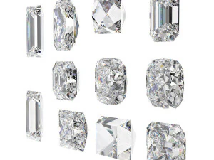 Gemstones in Different Square Cuts s Pack2 3D Model