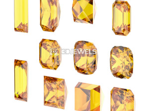 Gemstones in Different Square Cuts s Pack2 3D Model