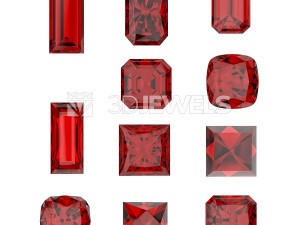 Gemstones in Different Square Cuts s Pack2 3D Model