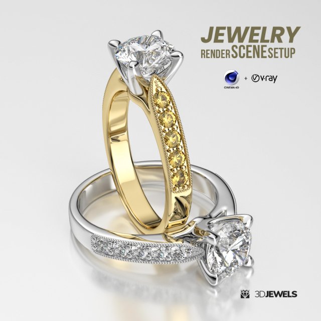 Jewelry 3D Rendering Scene Setup for Cinema 4D with V-Ray 3D मॉडल .c4d .max .obj .3ds .fbx .stl .blend 