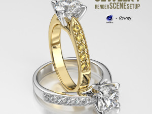 Jewelry 3D Rendering Scene Setup for Cinema 4D with V-Ray 3D Model
