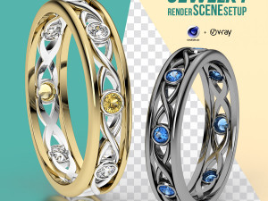 Jewelry 3D Rendering Scene Setup for Cinema 4D with V-Ray 3D मॉडल