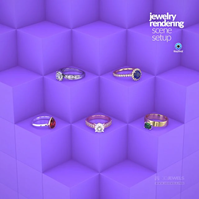 Scene Setup with Pedestal Display for Jewelry Rendering in KeyShot 3D Model .c4d .max .obj .3ds .fbx .stl .blend