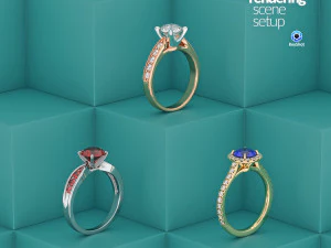 Scene Setup with Pedestal Display for Jewelry Rendering in KeyShot 3D Model