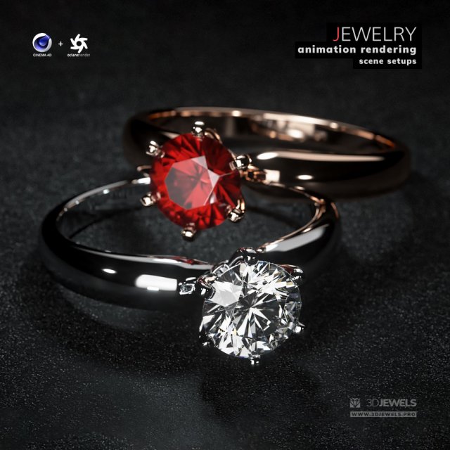 Jewelry Animation Scene Setups Rendering With Cinema 4D OctaneRender 3D Модель .c4d .max .obj .3ds .fbx .stl .blend 