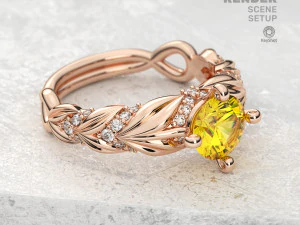 Konfiguracja sceny z kamieniem do renderowania biżuterii KeyShot Model 3D