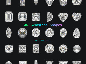 30 Gemstone Shapes s for Jewelry Design Pack3 3D Model