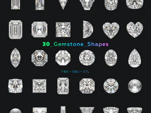 30 kształt&oacute;w kamieni szlachetnych do pakietu projektowania biżuterii 3 Model 3D