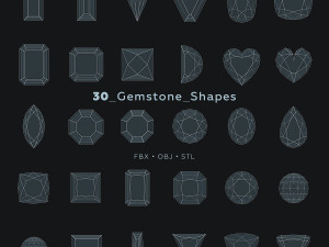 30 Gemstone Shapes s for Jewelry Design Pack3 Model 3D