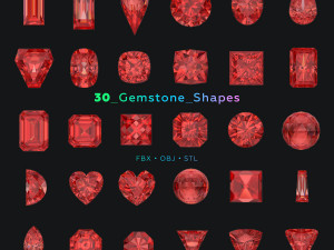 30 Gemstone Shapes s for Jewelry Design Pack3 Model 3D