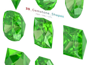 30 Gemstone Shapes s for Jewelry Design Pack3 Model 3D