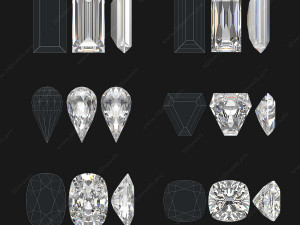 30 Gemstone Shapes s for Jewelry Design Pack3 Model 3D