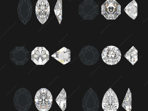 30 Gemstone Shapes s for Jewelry Design Pack3 Model 3D