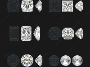 30 Gemstone Shapes s for Jewelry Design Pack3 Model 3D