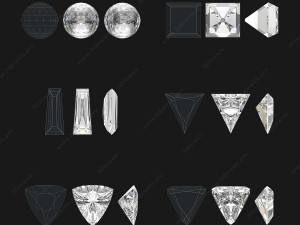 30 Gemstone Shapes s for Jewelry Design Pack3 Model 3D