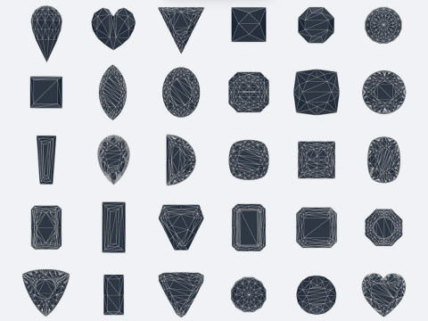 30 Gemstone Shapes s for Jewelry Design Pack3 Model 3D