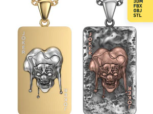 Naszyjnik z przerażającymi kartami do gry Joker Clown Model 3D