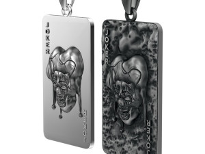 Creepy Joker Clown Playing Card Pendant Necklace 3D Model