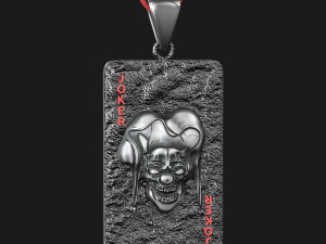 Creepy Joker Clown Playing Card Pendant Necklace 3D Model