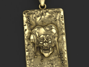 Creepy Joker Clown Playing Card Pendant Necklace 3D Model