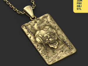 Creepy Joker Clown Playing Card Pendant Necklace 3D Model