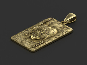 Creepy Joker Clown Playing Card Pendant Necklace 3D Model