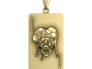 Creepy Joker Clown Playing Card Pendant Necklace 3D Model