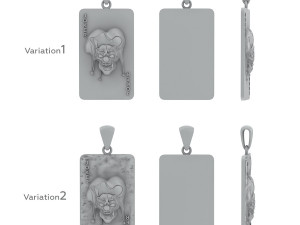 Creepy Joker Clown Playing Card Pendant Necklace 3D Model