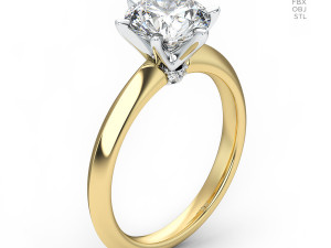 Diamond Engagement Ring with the Six-prong Setting 3D 模型
